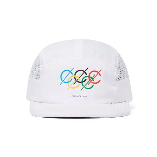 All White Olympic 5 Panel Mesh Cap