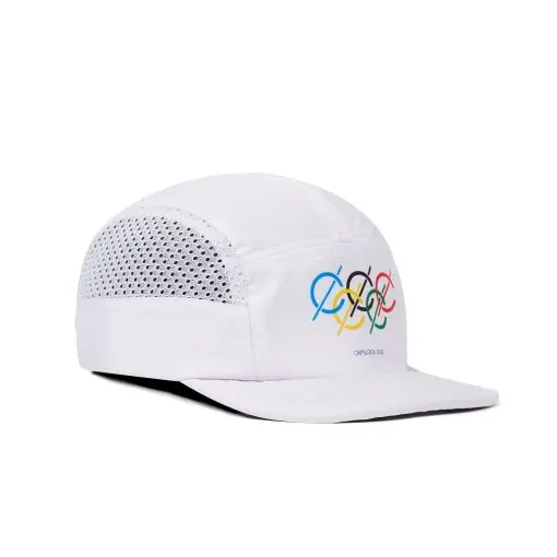 All White Olympic 5 Panel Mesh Cap — 3